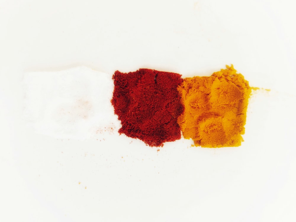 yellow red and brown powder