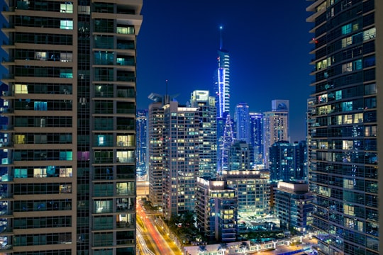 city buildings during night time in JBR - Dubai - United Arab Emirates United Arab Emirates