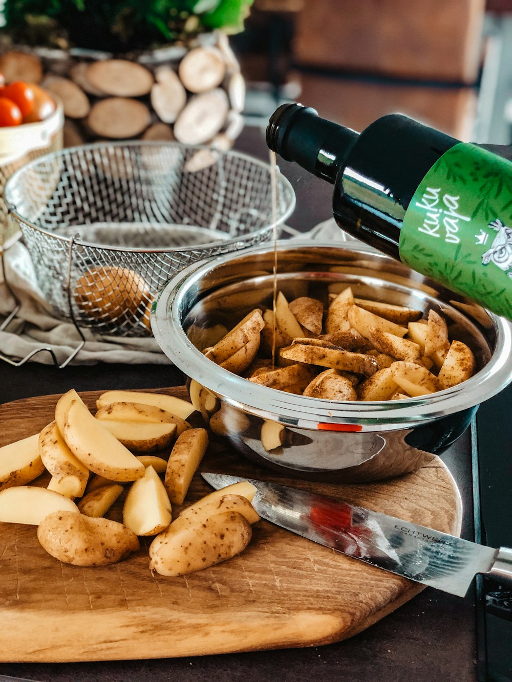 brown fried food on stainless steel bowl