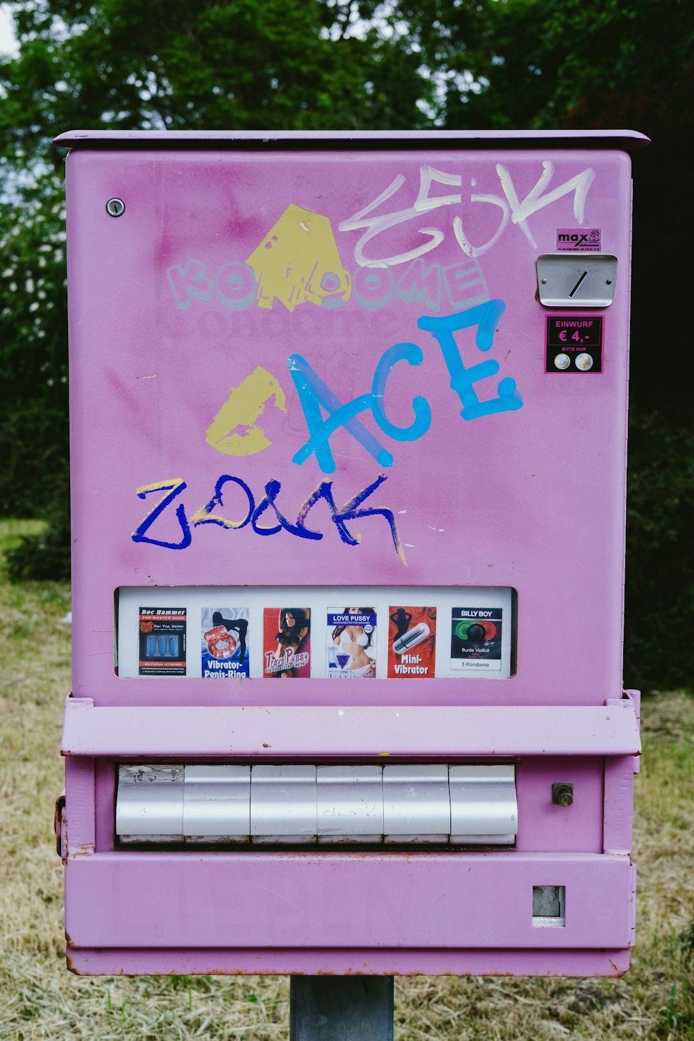 pink and white vending machine