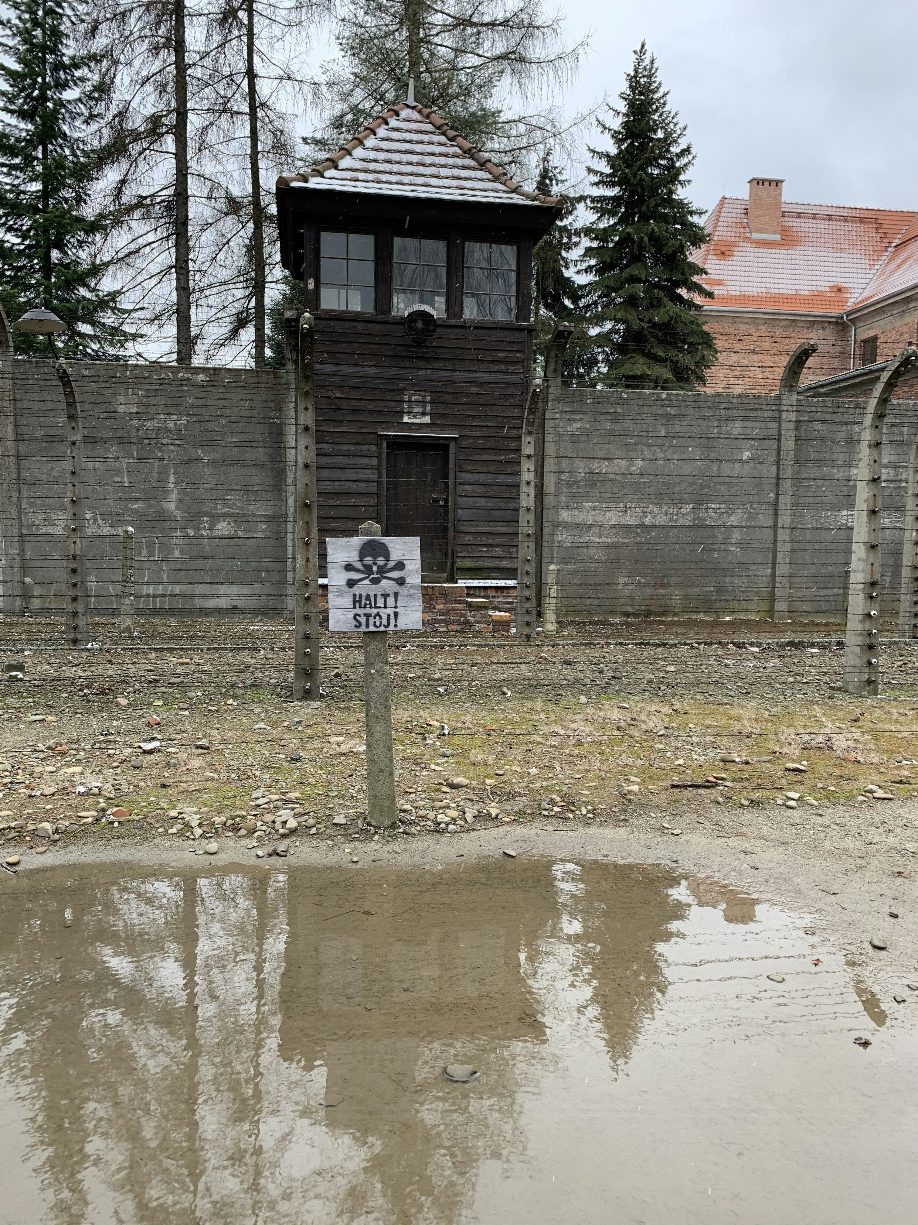 gray metal fence near brown wooden house during daytime