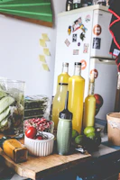 Screenshot of a cooking tutorial with colorful ingredients on a kitchen counter.