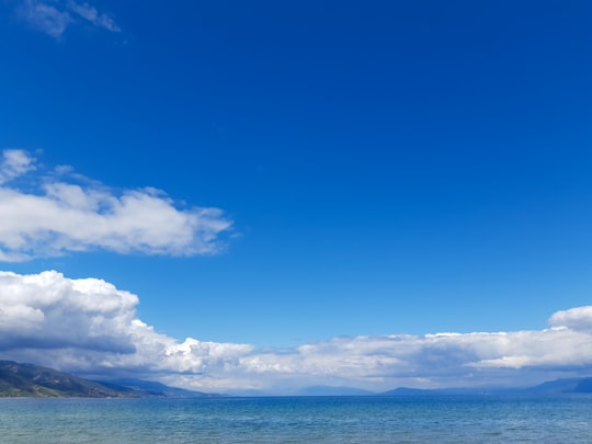 blue sky and white clouds over the sea in Pogradec Albania