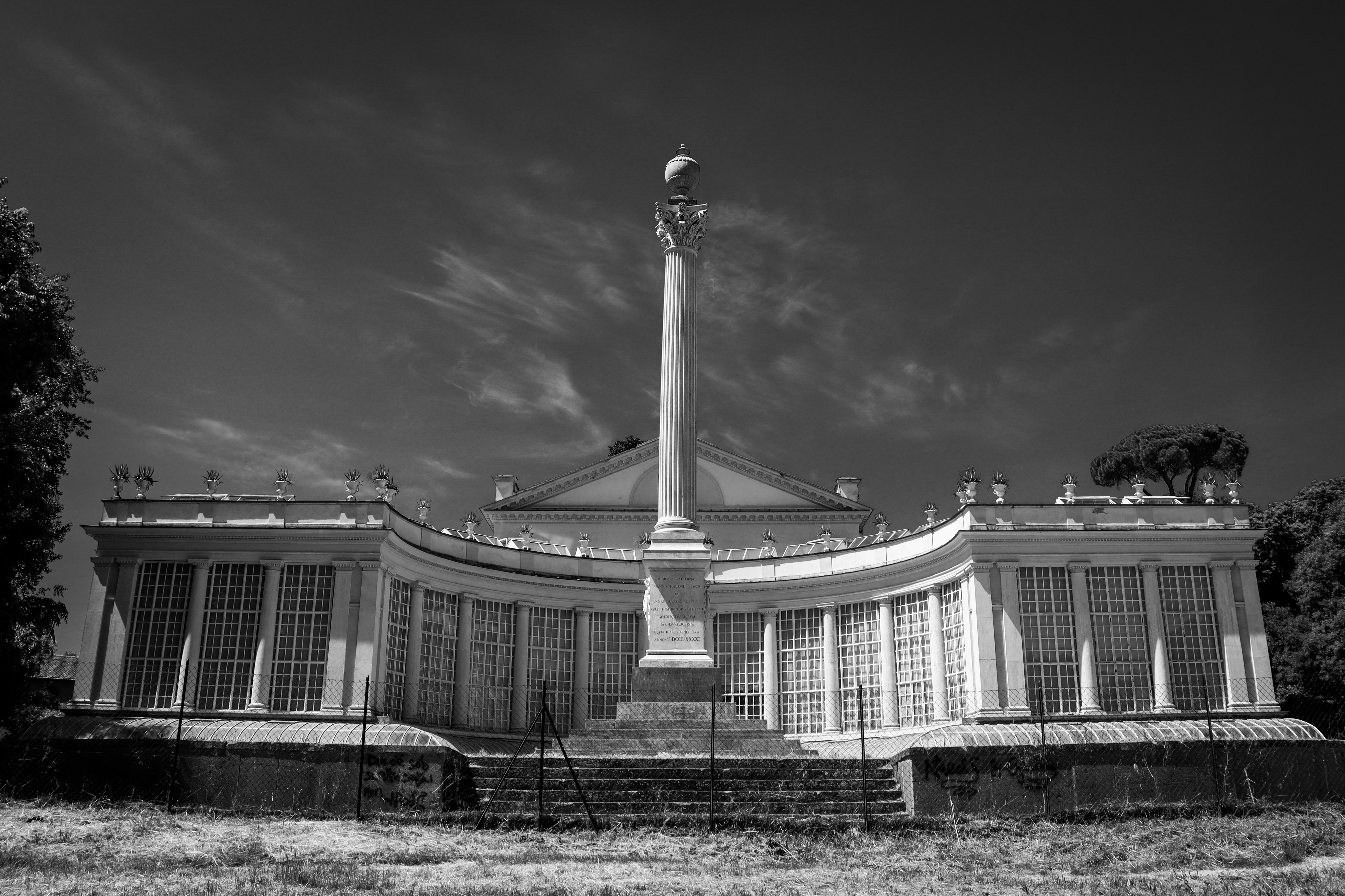 grayscale photo of a building