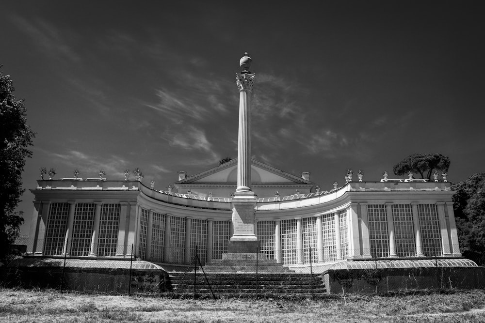 grayscale photo of a building