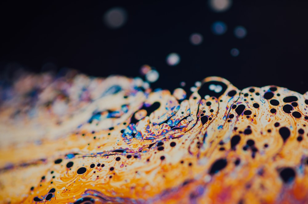 water droplets on orange and blue surface