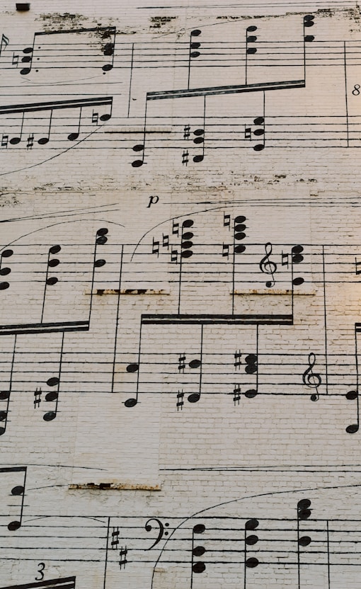 musical notes on white paper