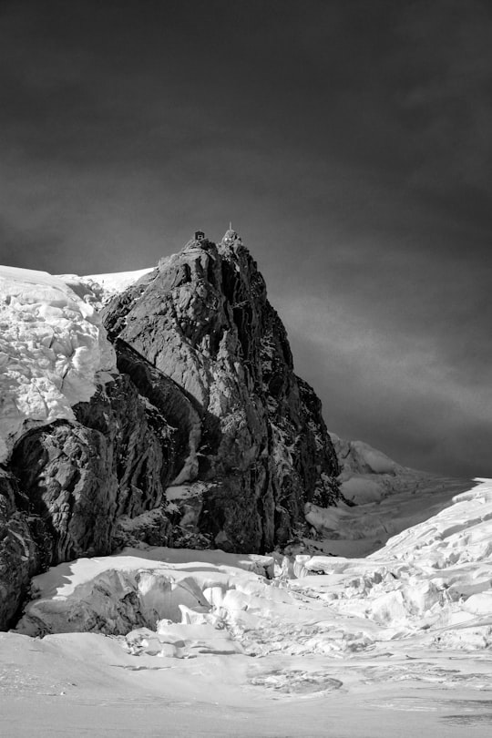 grayscale photo of snow covered mountain in Tasman Glacier New Zealand