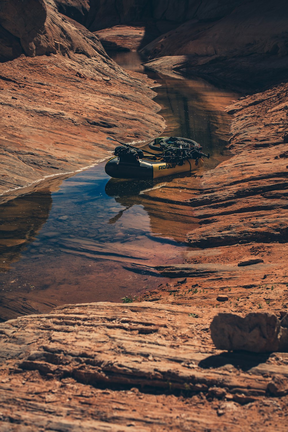 man in black jacket riding on black and yellow kayak on river during daytime