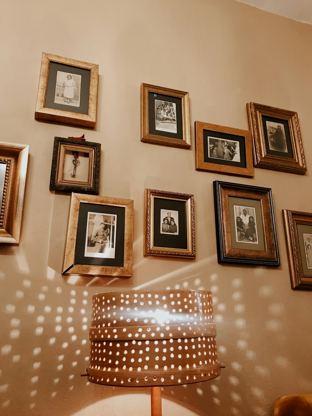 brown wooden framed photo on wall