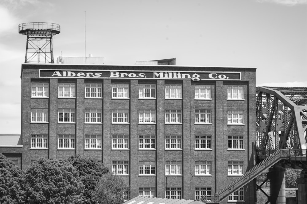 grayscale photo of concrete building