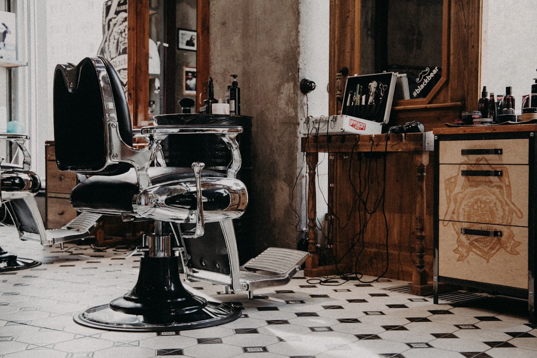 black and white barber chair