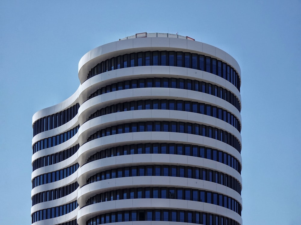 white and blue concrete building