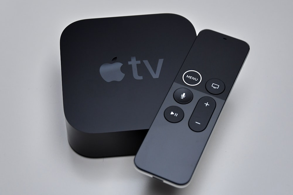 black and blue apple tv remote