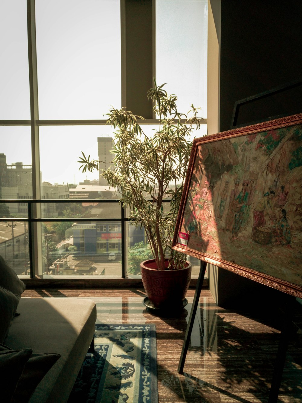 green potted plant on table