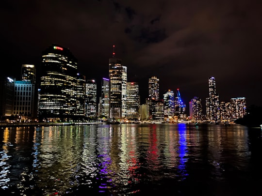 city skyline during night time in Kangaroo Point Cliffs Park Australia