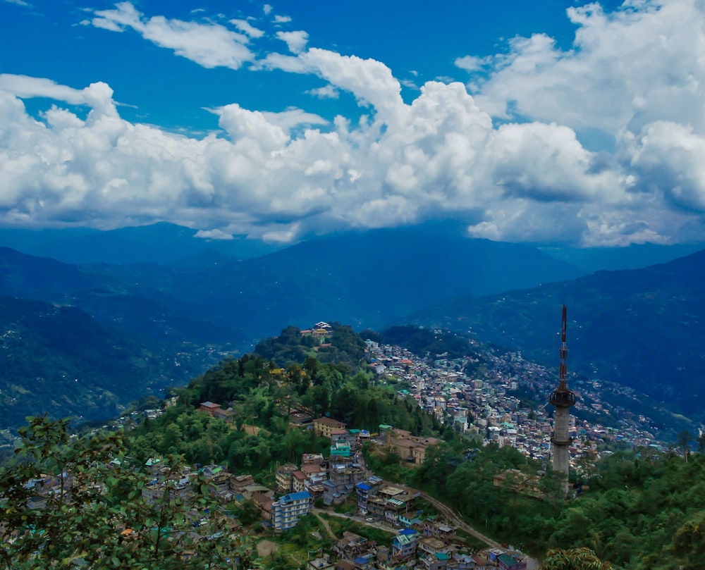 aerial view of city under cloudy sky during daytime