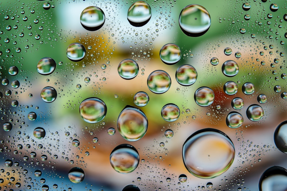 water droplets on glass panel