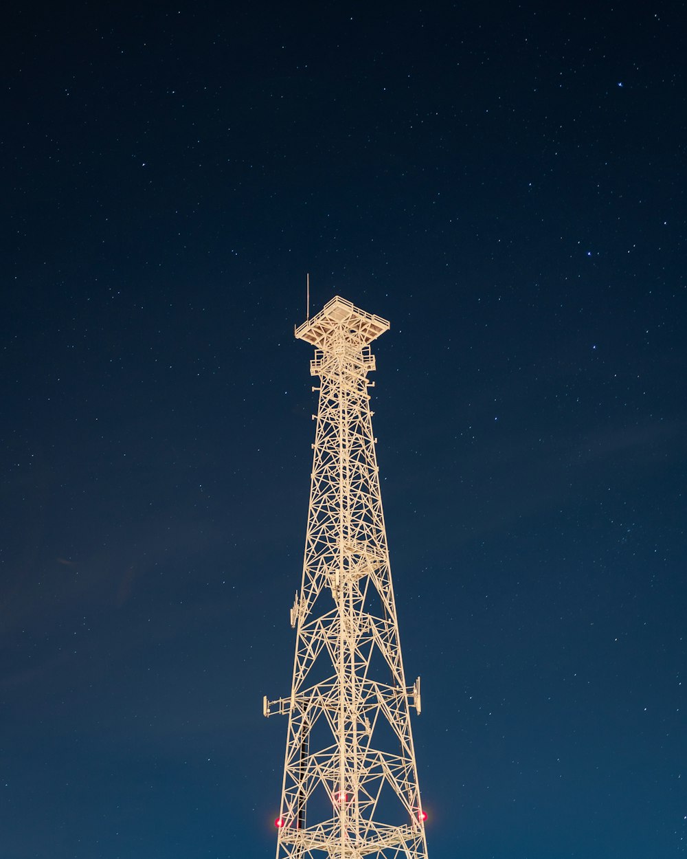 eiffel tower under starry night
