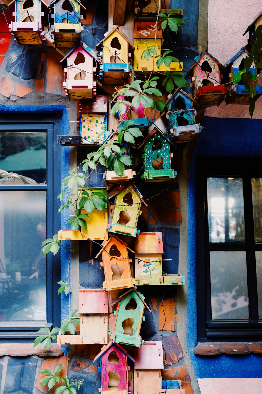 green and brown wooden wall mounted rack