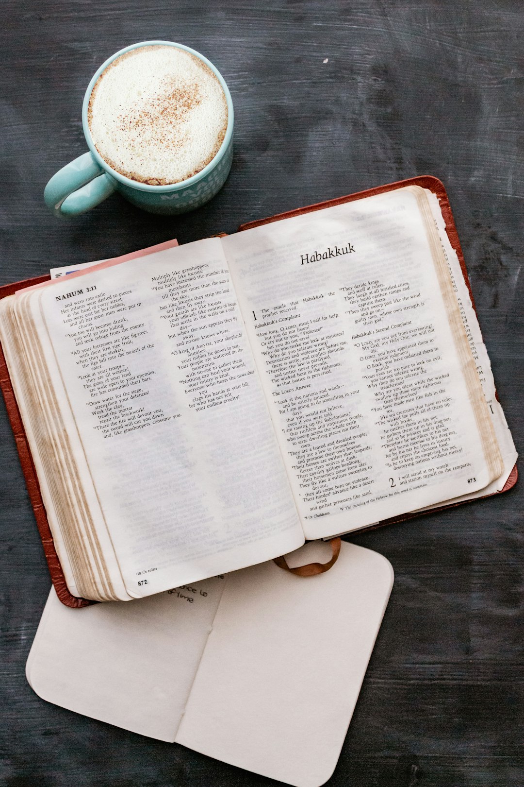 white book page on blue table