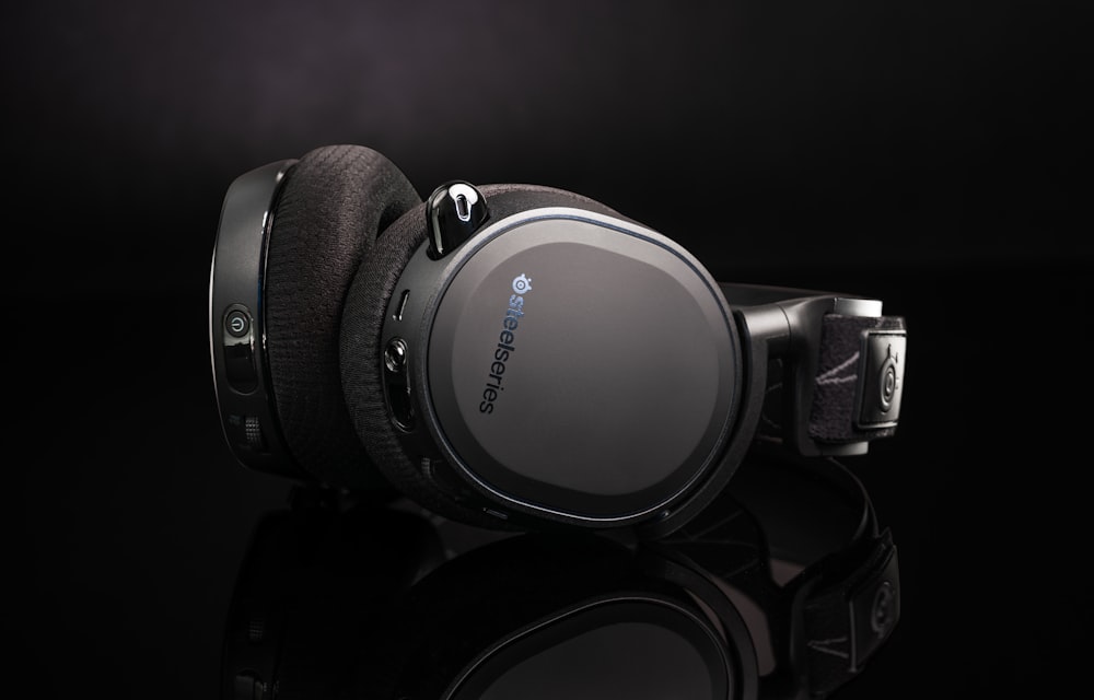 black and silver sony headphones