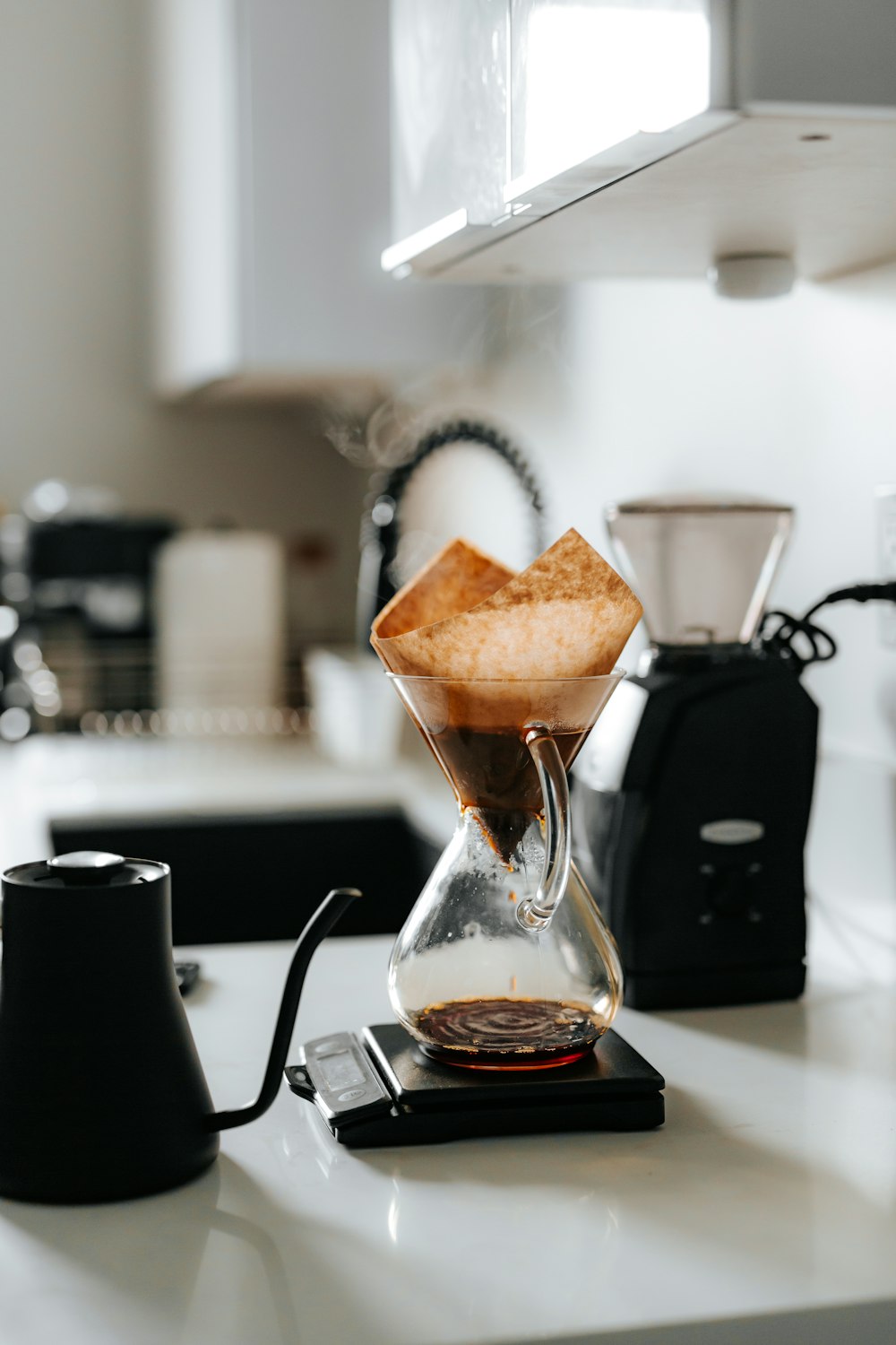 black coffee maker on table