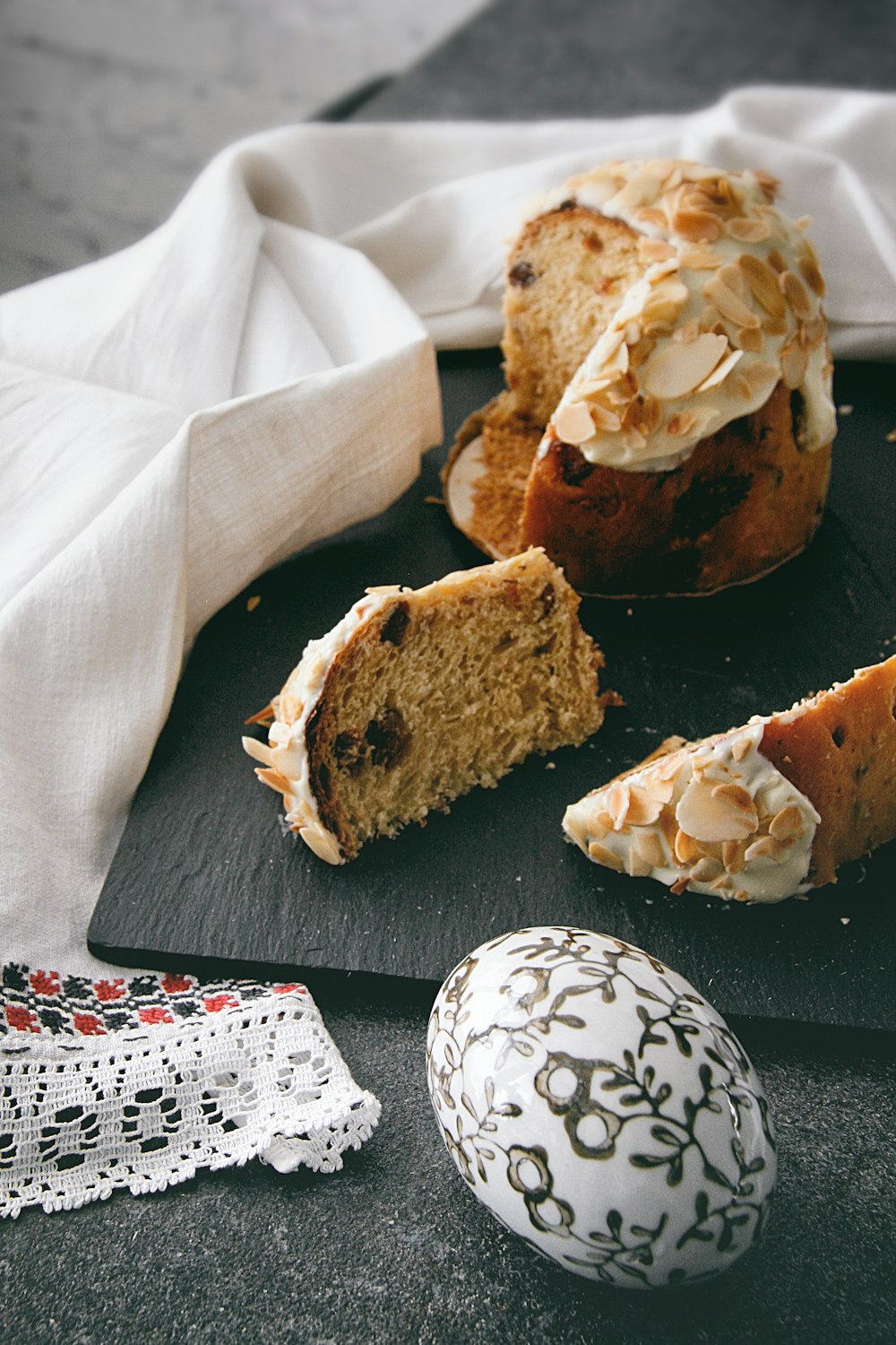 brown bread on white paper