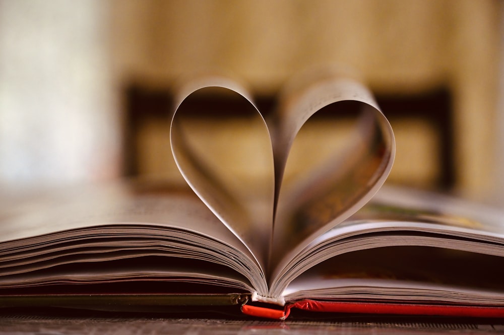 opened book on brown wooden table