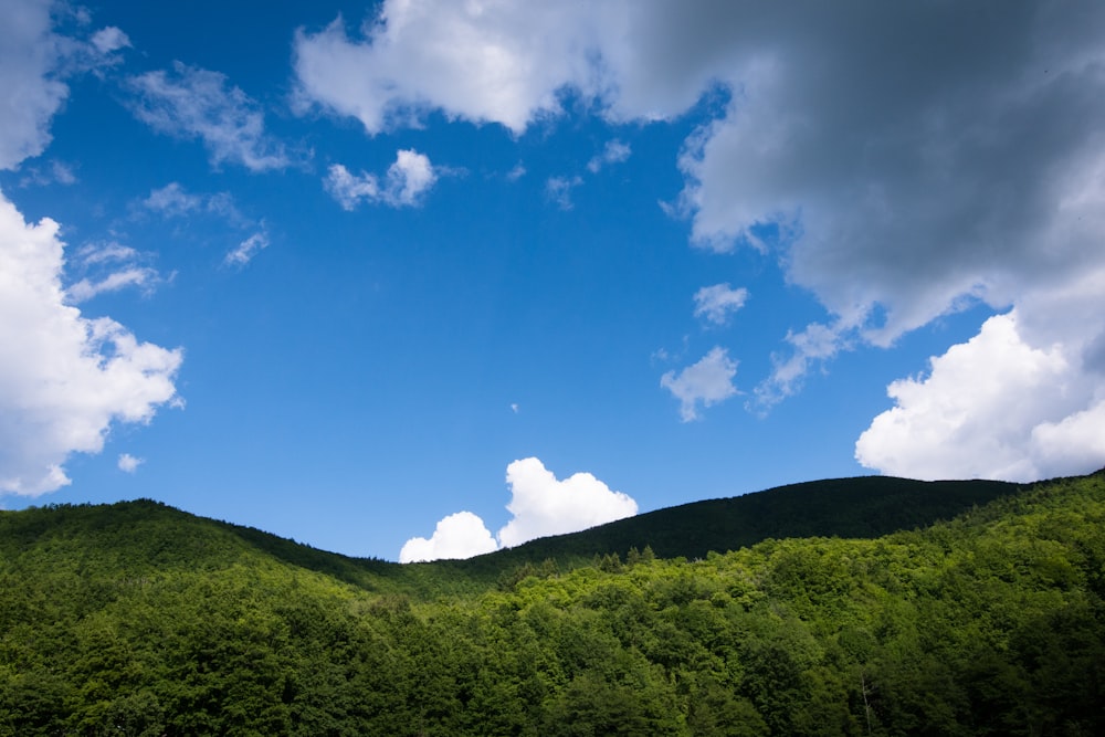 green mountain under blue sky and white clouds during daytime