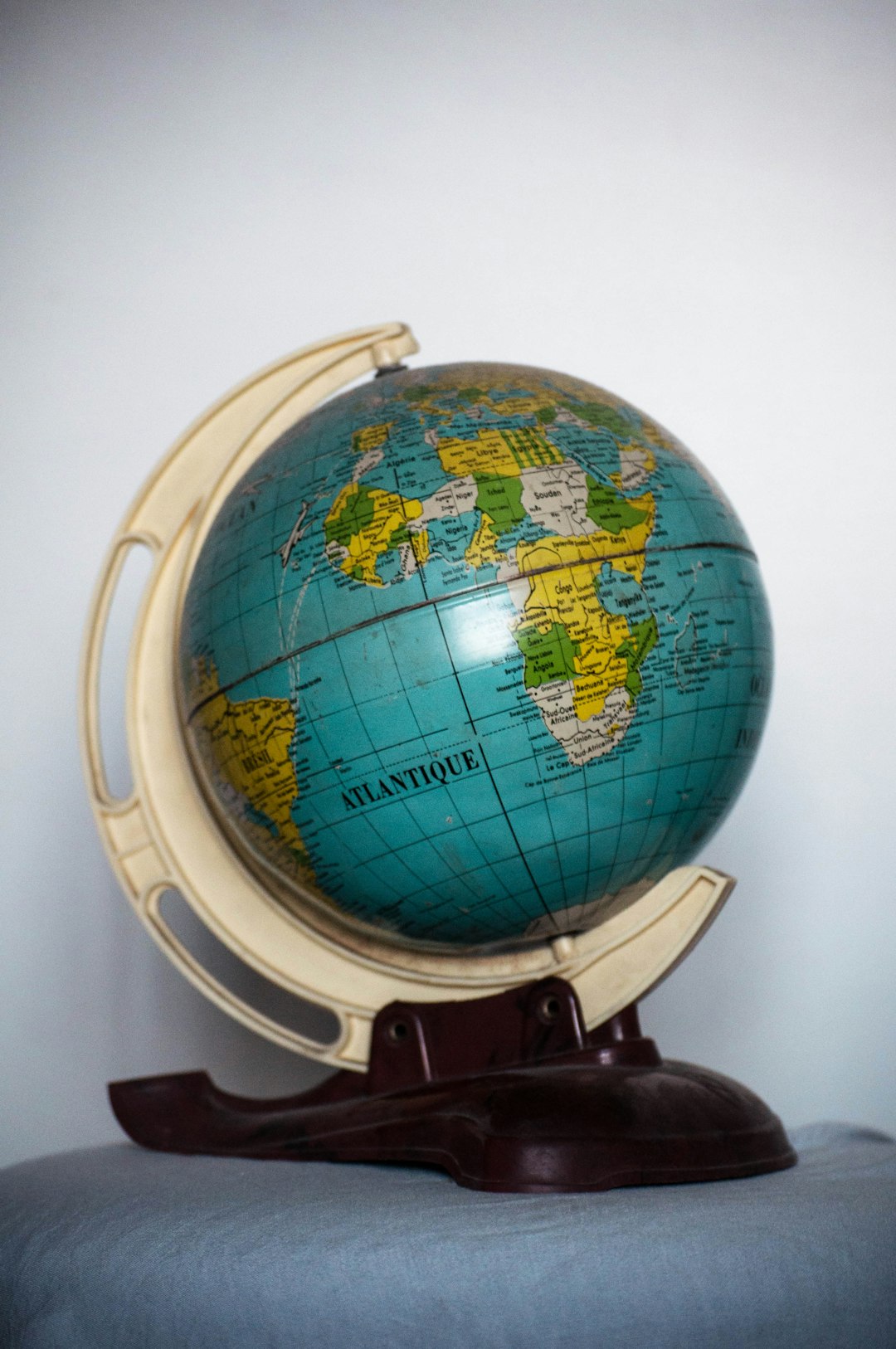 blue and brown desk globe