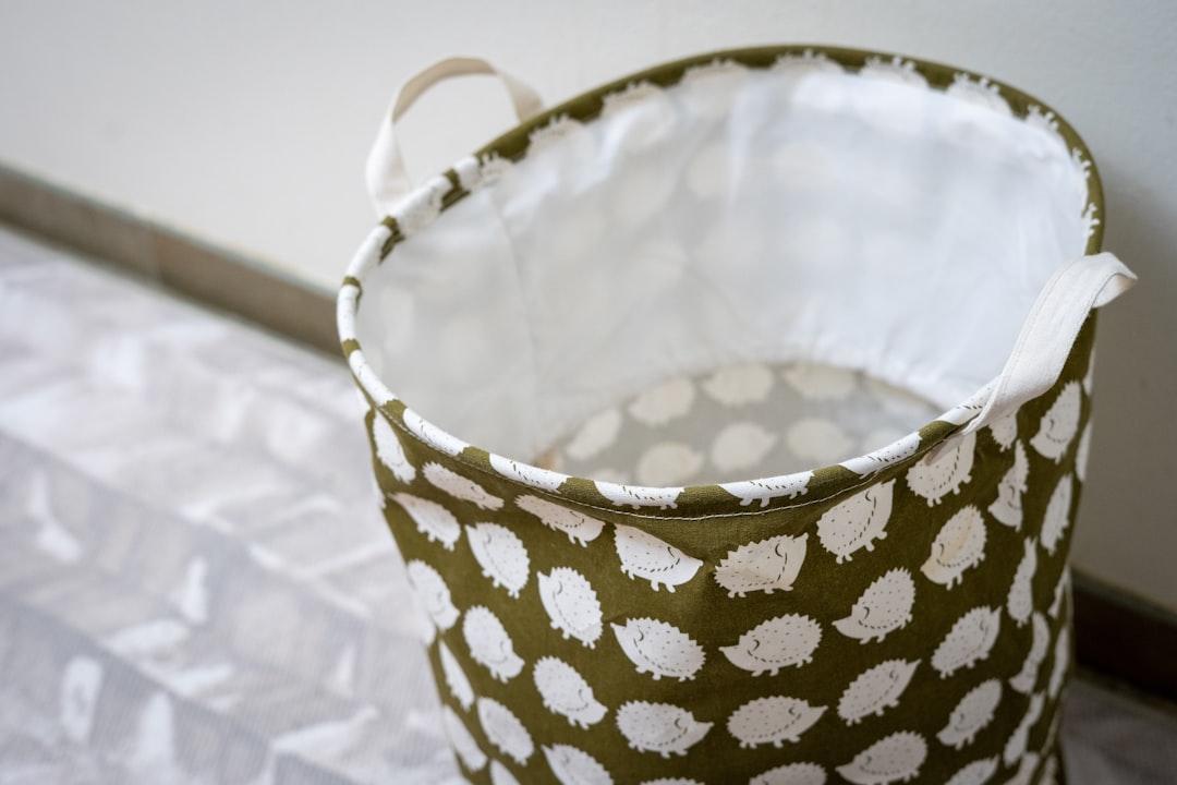 black and white polka dot basket