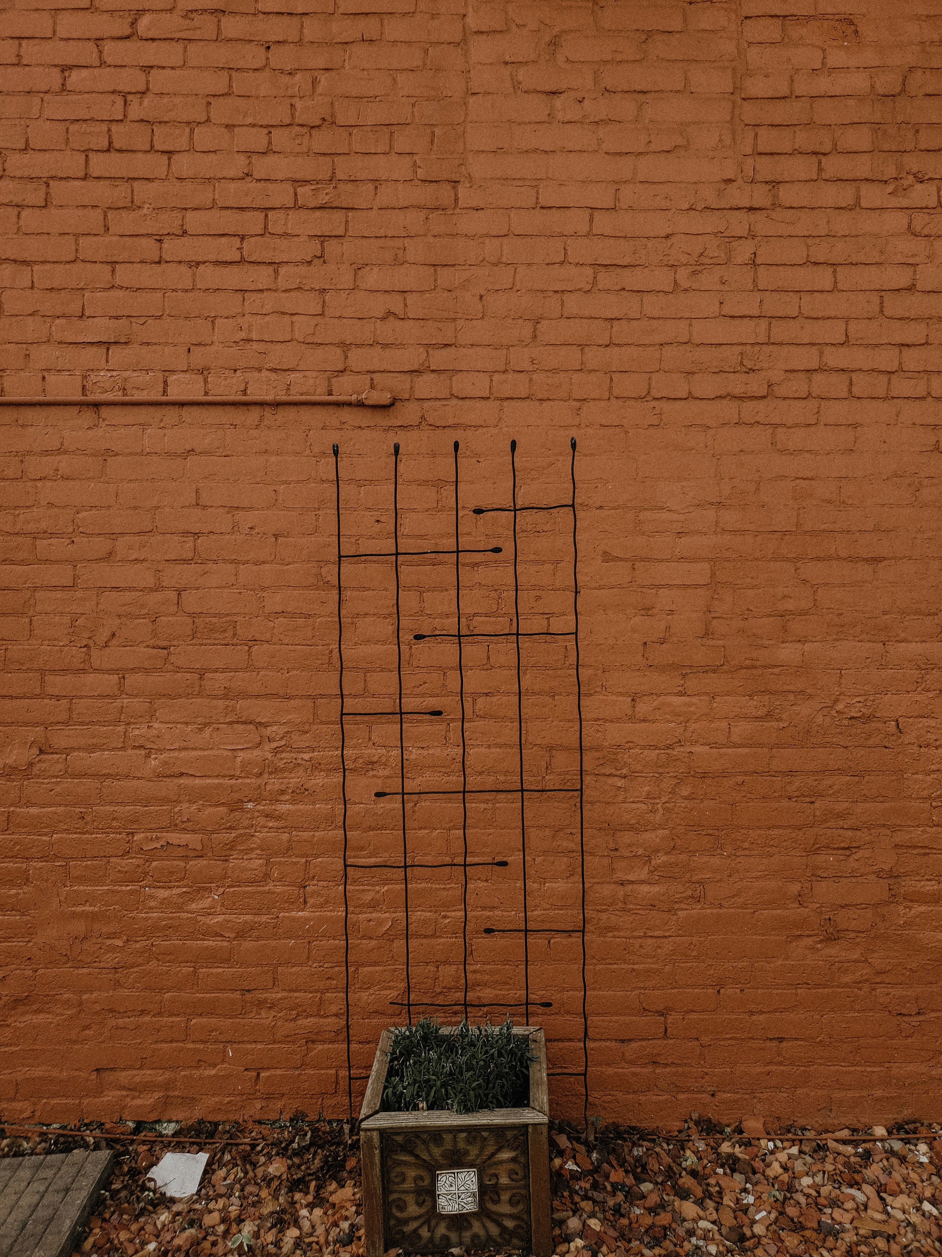 Trellis wall system on balcony