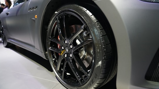black and silver car wheel