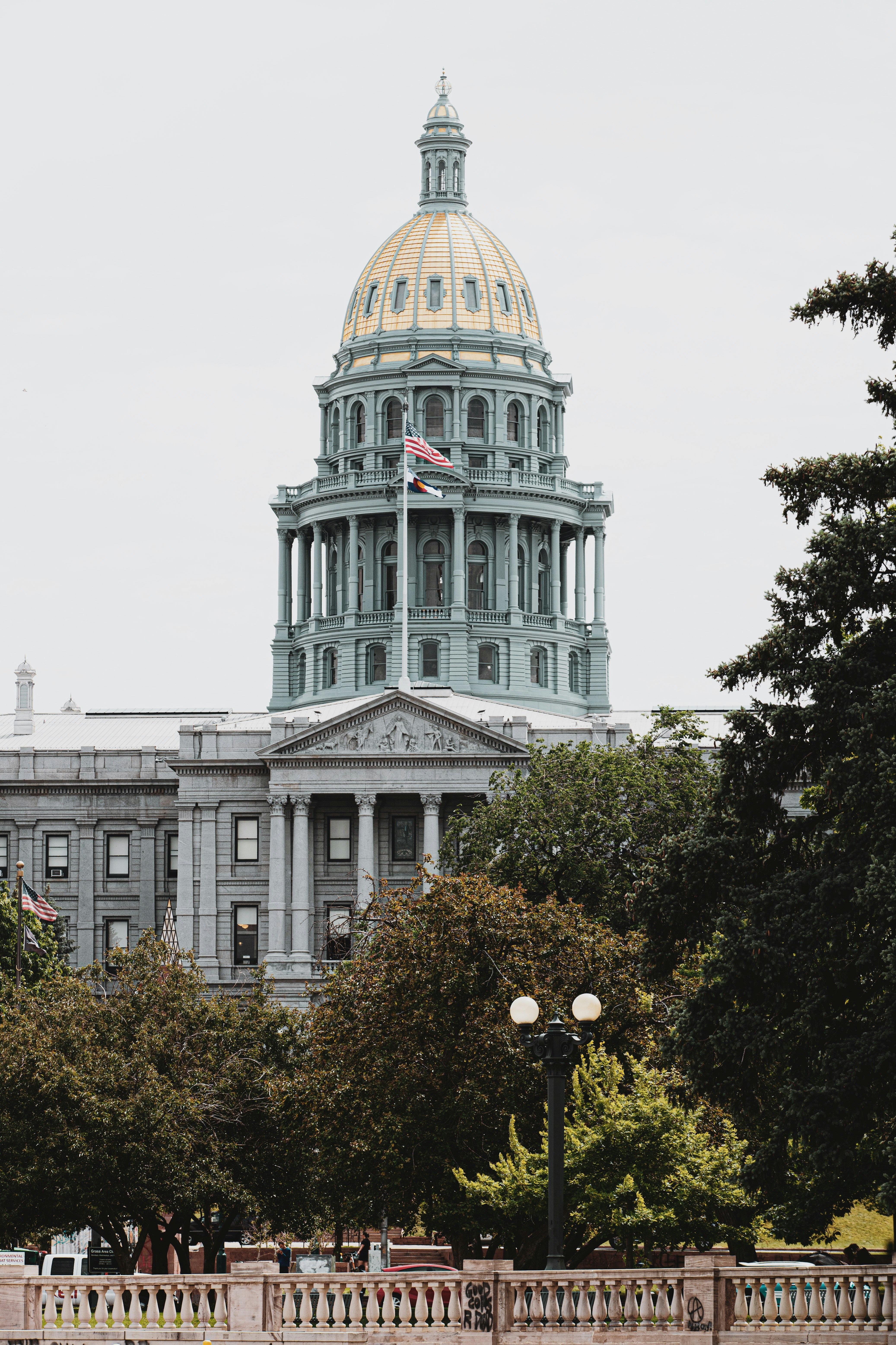 white and blue concrete building
