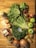 Close-up of assorted grocery items neatly arranged on a wooden table.