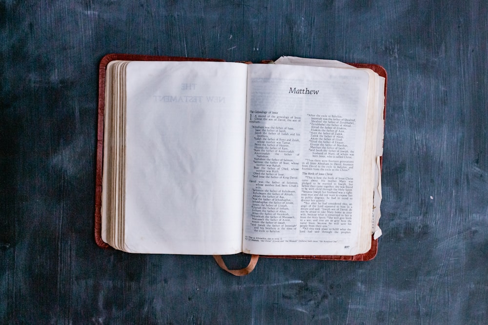 white book page on brown wooden table