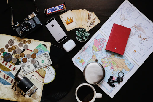 red and white cards on brown wooden table
