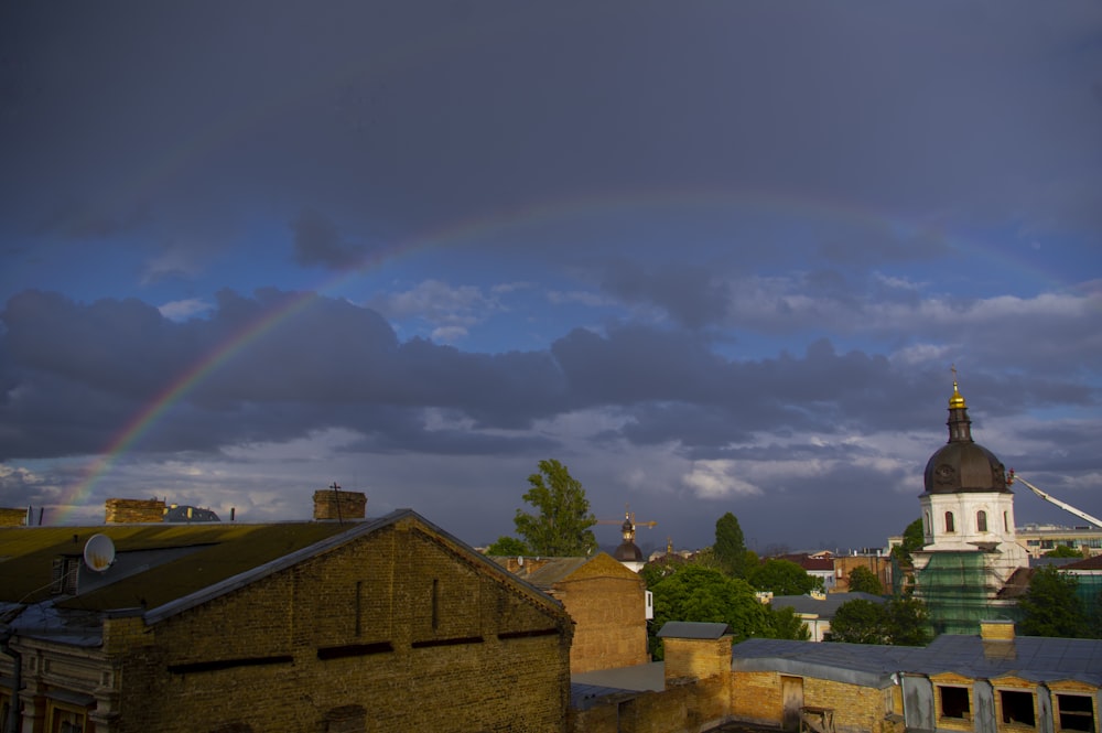 brown brick house under gray clouds