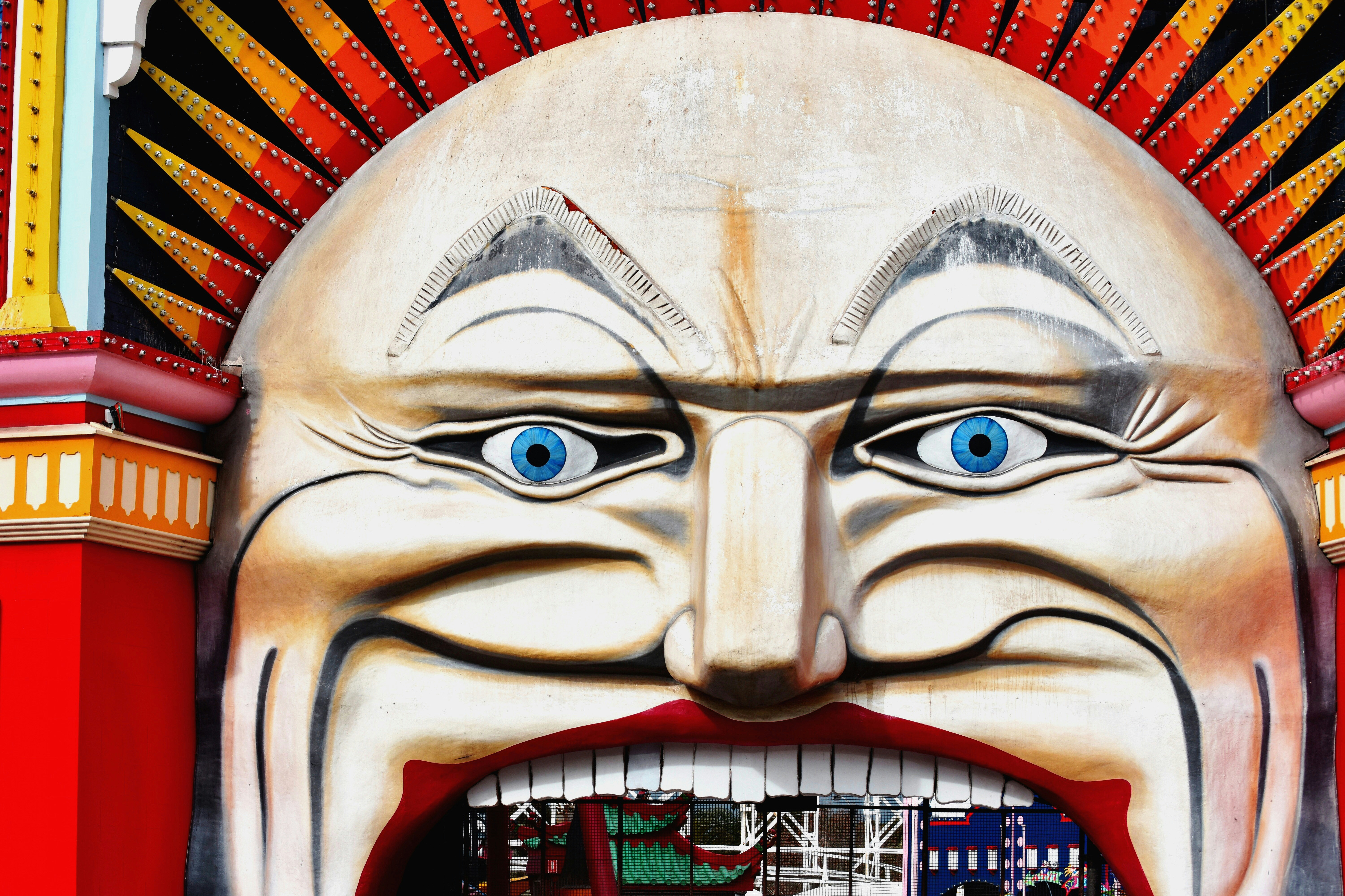 Luna Park's Mr Moon face entrance in St Kilda, Victoria