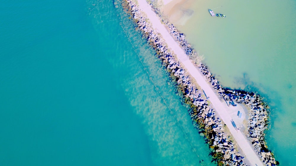 aerial view of boats on sea during daytime