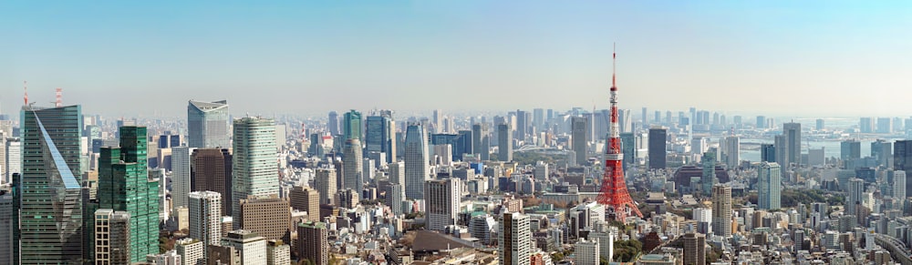 a view of a large city with tall buildings