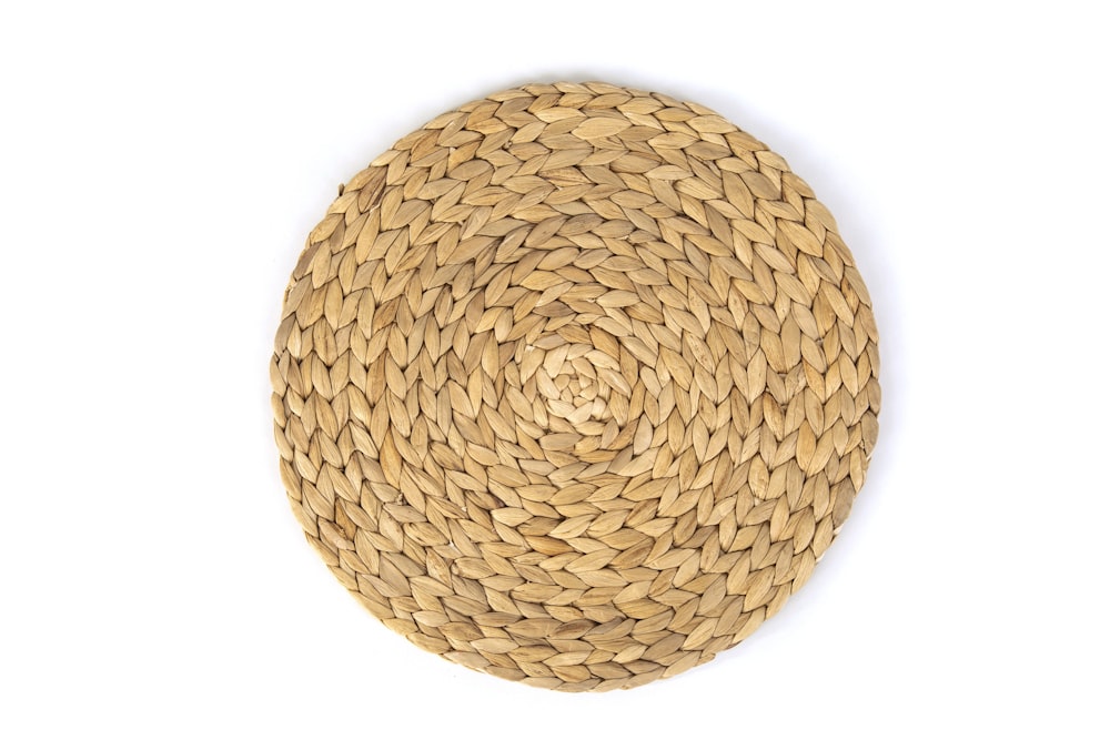 brown round woven round basket