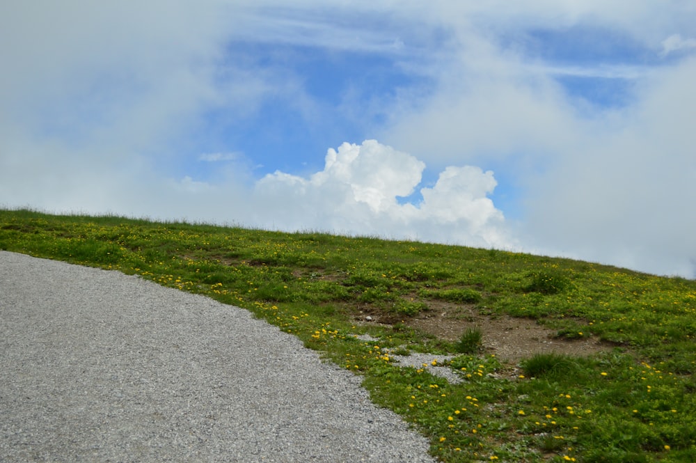 green grass field under white clouds and blue sky during daytime