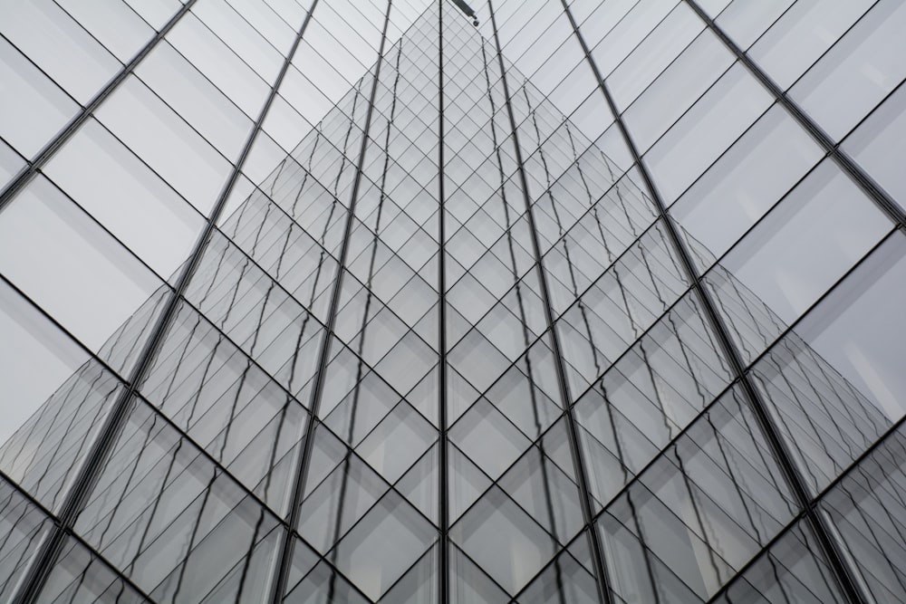 fotografia de baixo ângulo do edifício de vidro