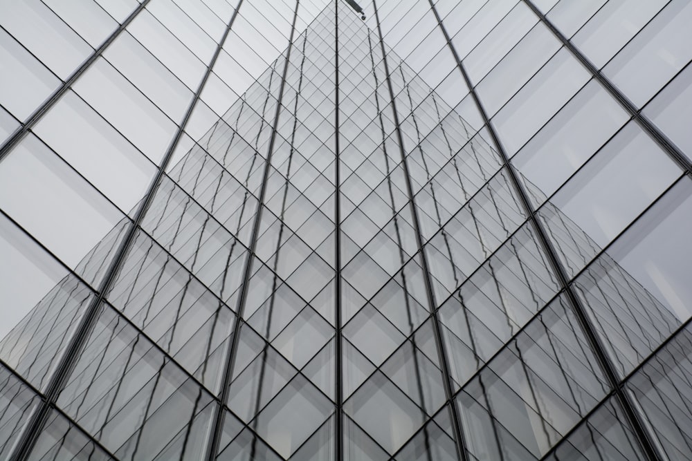 low angle photography of glass building