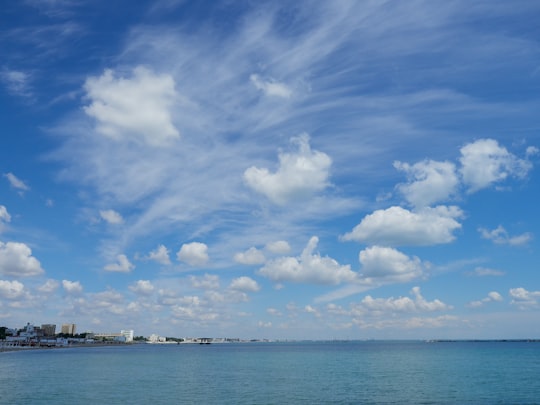 blue sky and white clouds over sea in Mamaia Romania