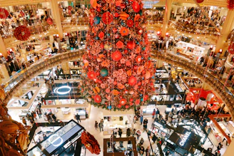 red and yellow christmas tree