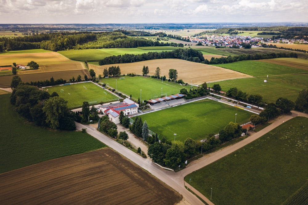 Veduta aerea del campo di erba verde durante il giorno