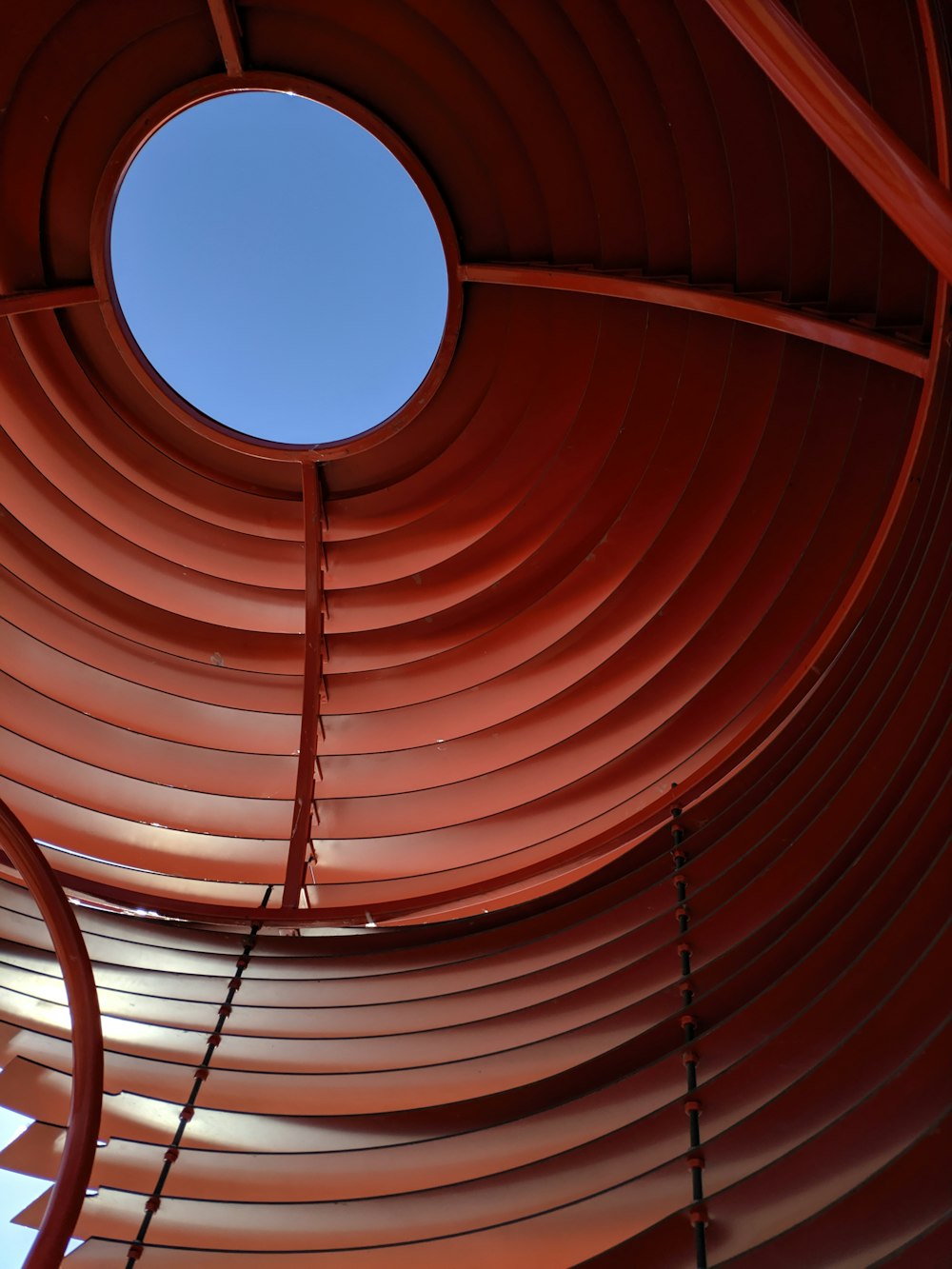 red and white striped ceiling